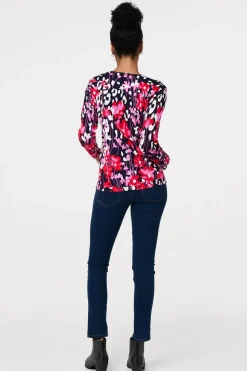 Floral Long Sleeve Scoop Neck Top
