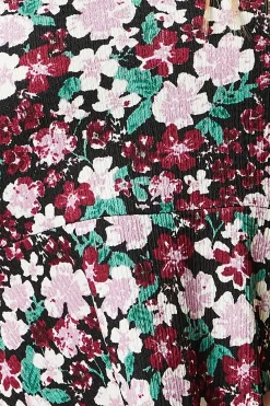 Floral Long Sleeve V Neck Mini Dress