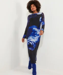 Floral Mesh Bodycon Dress