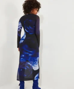 Floral Mesh Bodycon Dress