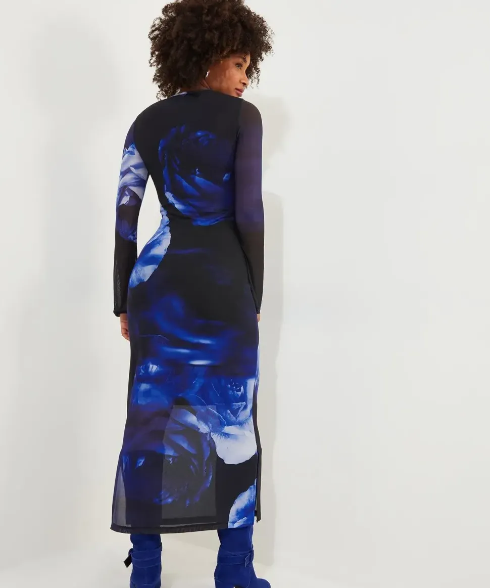 Floral Mesh Bodycon Dress