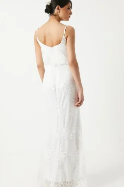Floral Mesh Fitted Wedding Dress