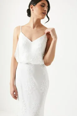 Floral Mesh Fitted Wedding Dress