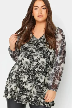 Floral Mesh Sleeve Top