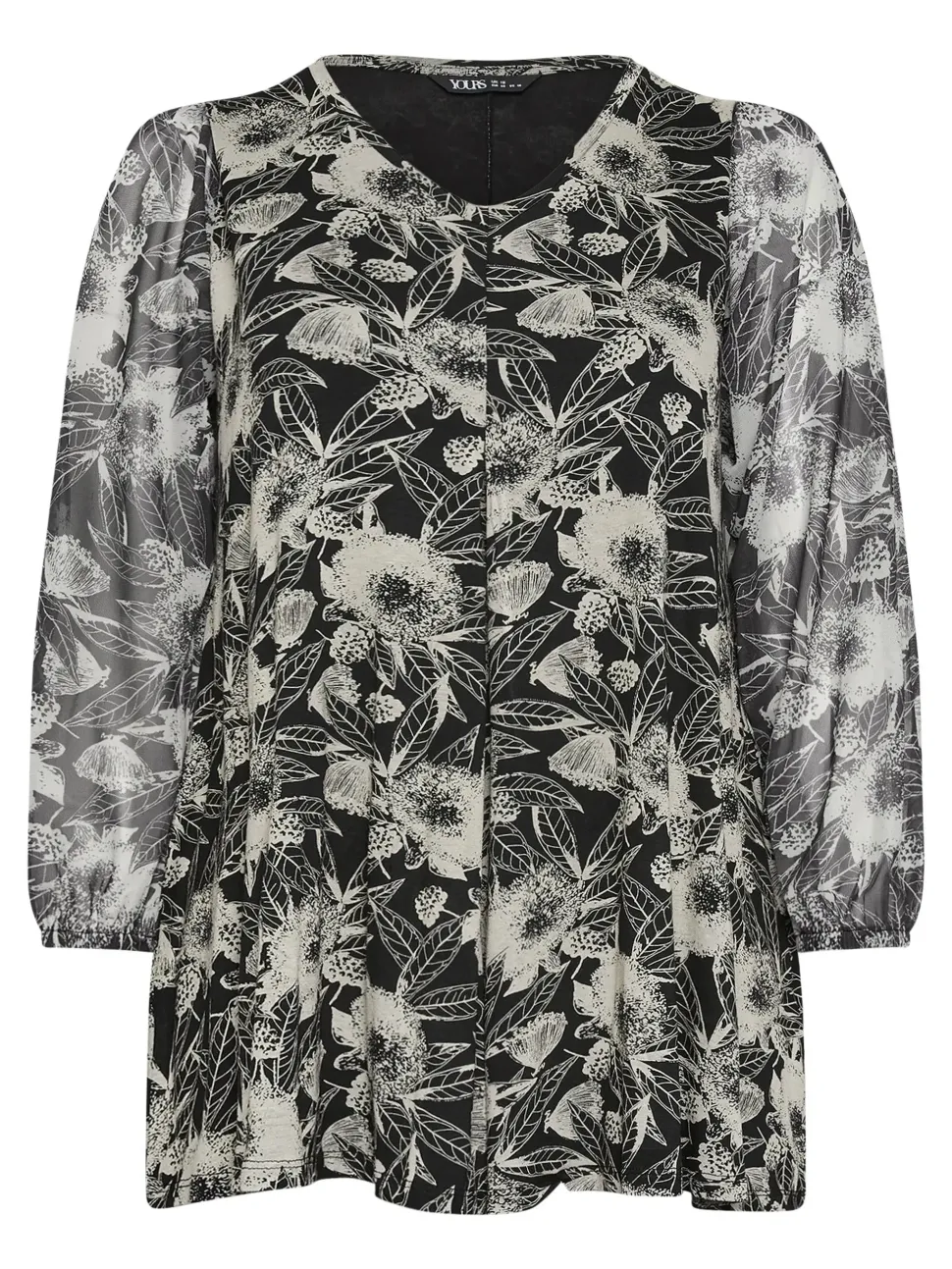 Floral Mesh Sleeve Top