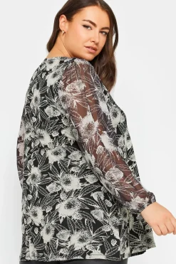 Floral Mesh Sleeve Top