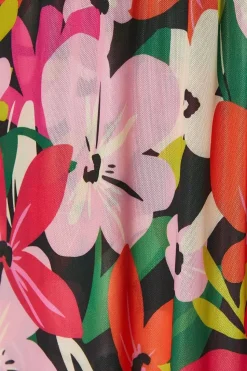 Floral Mesh Wrap Maxi Dress