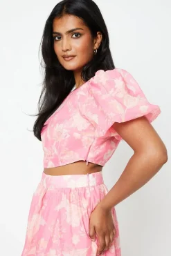 Floral Organza Pleated Midi Skirt