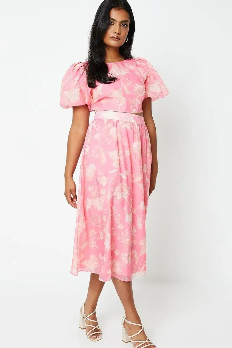 Floral Organza Puff Sleeve Top