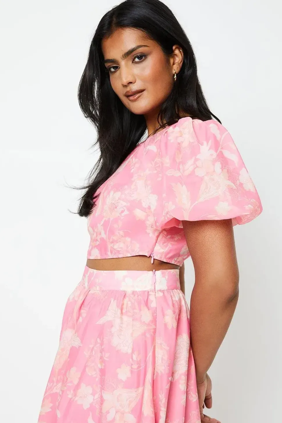 Floral Organza Puff Sleeve Top