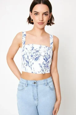 Floral Ottoman Twill Corset Top