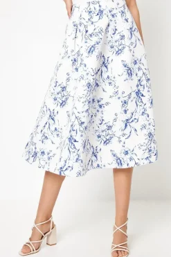 Floral Ottoman Twill Maxi Skirt