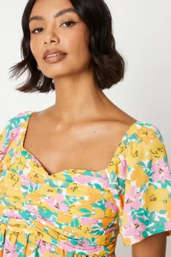 Floral Pintuck Pleated Front Blouse