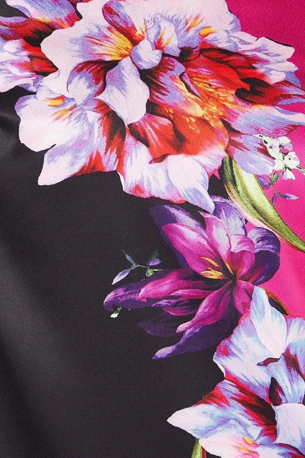 Floral Placement Print Satin Midi Wedding Guest Dress