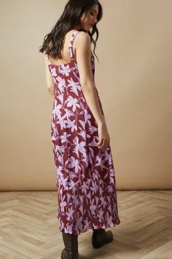 Floral Pleated Hem Fishtail Midaxi Dress