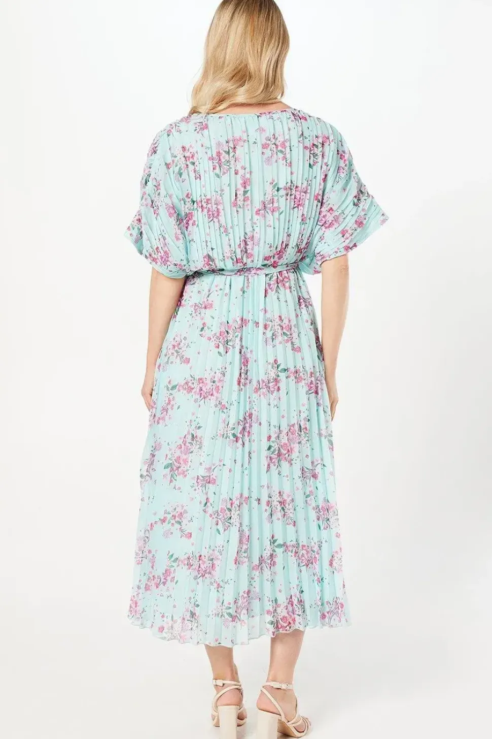 Floral Pleated Kimono Midaxi Dress