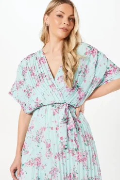 Floral Pleated Kimono Midaxi Dress