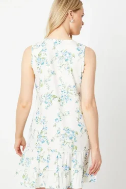 Floral Poly Moss Crepe Sleeveless Tiered Mini Dress