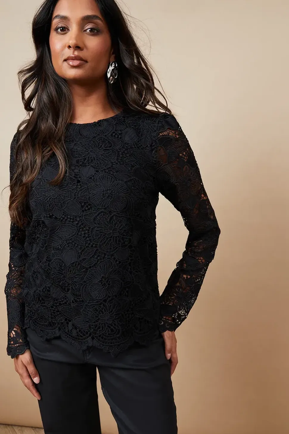 Floral Premium Lace Long Sleeve Top