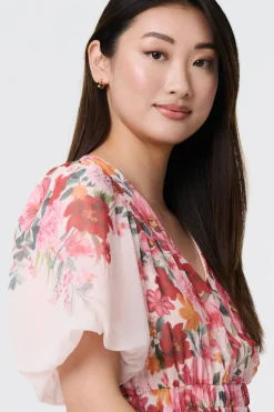 Floral Print Angel Sleeve Mini Dress