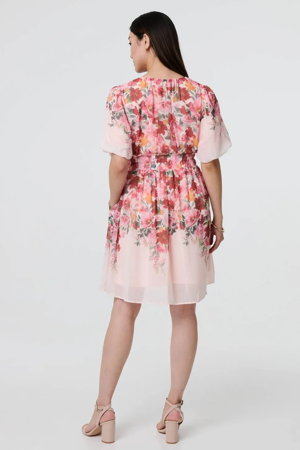 Floral Print Angel Sleeve Mini Dress