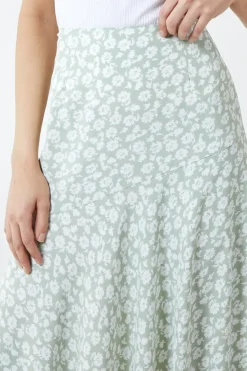 Floral Print Asymmetric Midi Skirt