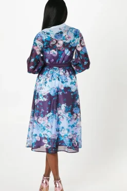 Floral Print Blouson Sleeve Shirt Wedding Guest Dress