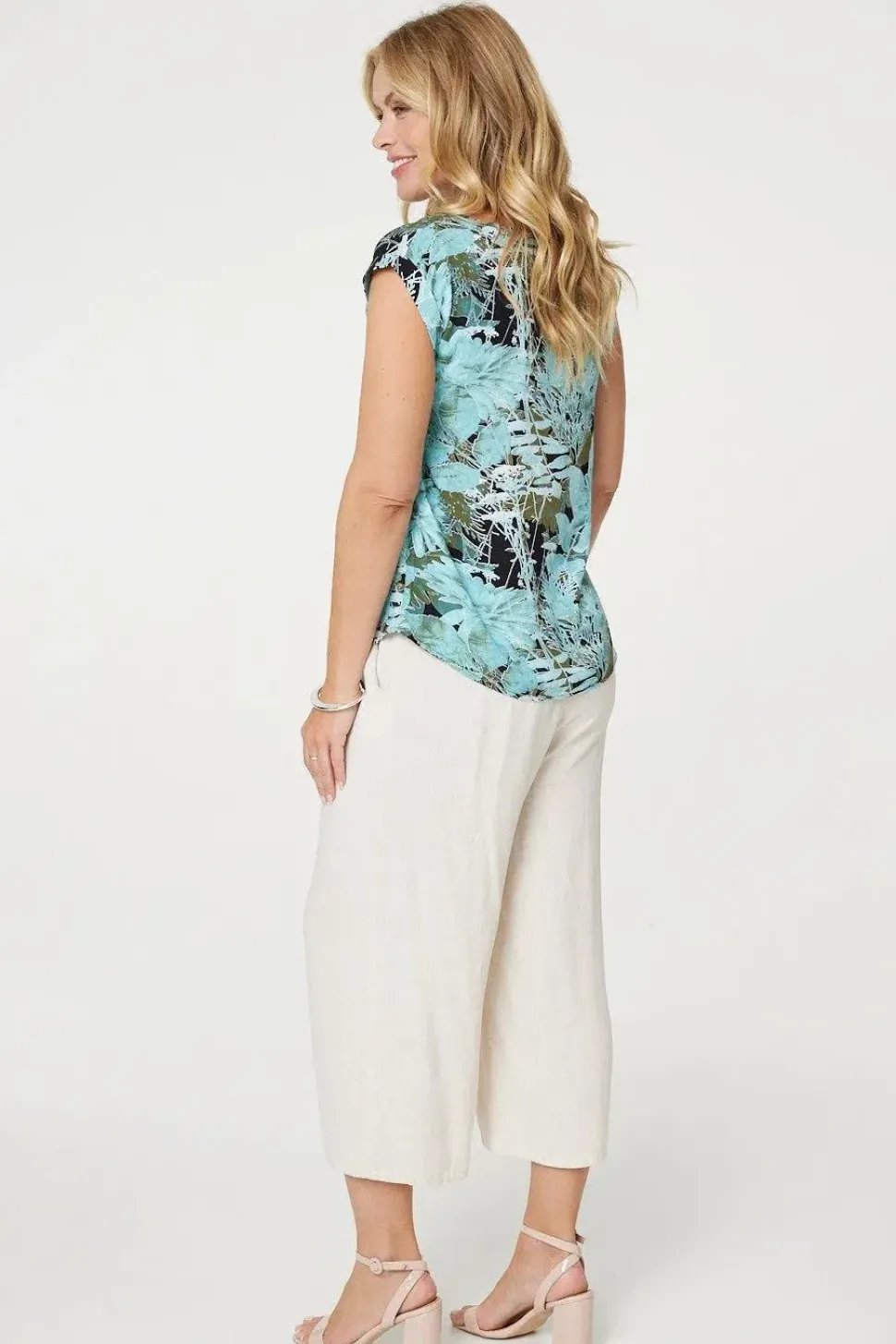 Floral Print Cap Sleeve Shell Top