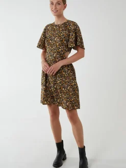 Floral Print Crew Neck Dress