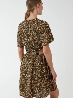 Floral Print Crew Neck Dress