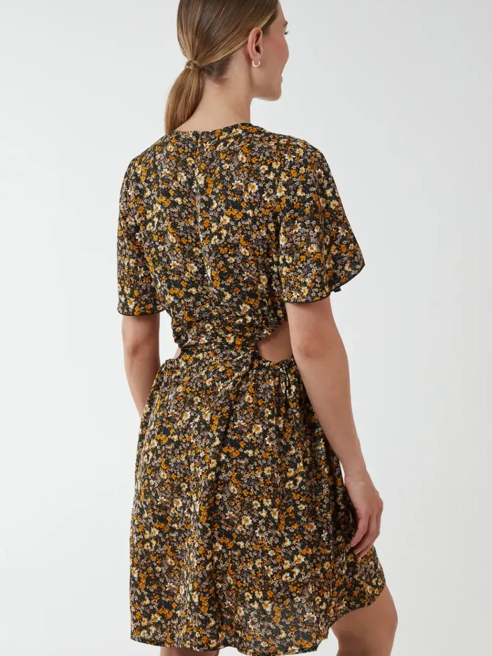 Floral Print Crew Neck Dress