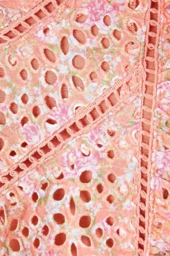 Floral Printed Broderie Frill Detail Mini Dress