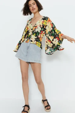 Floral Printed Button Through Blouse
