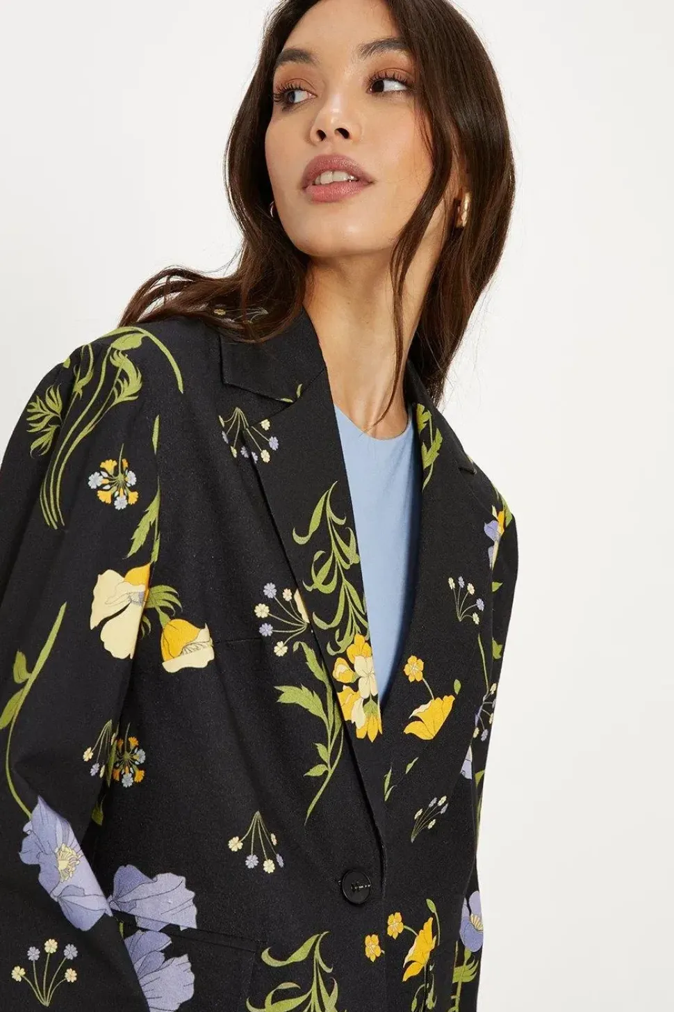 Floral Printed Cotton Blazer