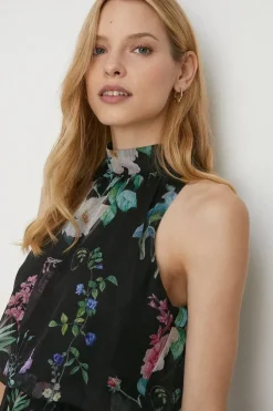 Floral Printed Halter Midi Dress