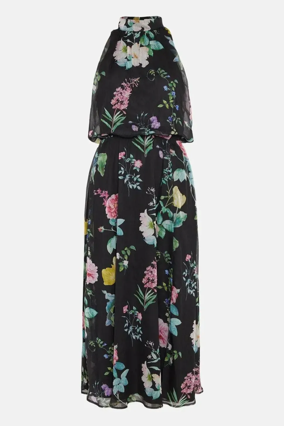 Floral Printed Halter Midi Dress