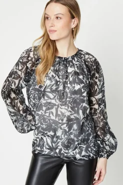 Floral Printed Organza Blouse