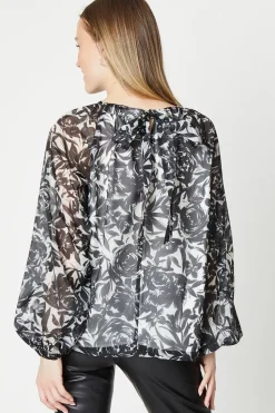 Floral Printed Organza Blouse