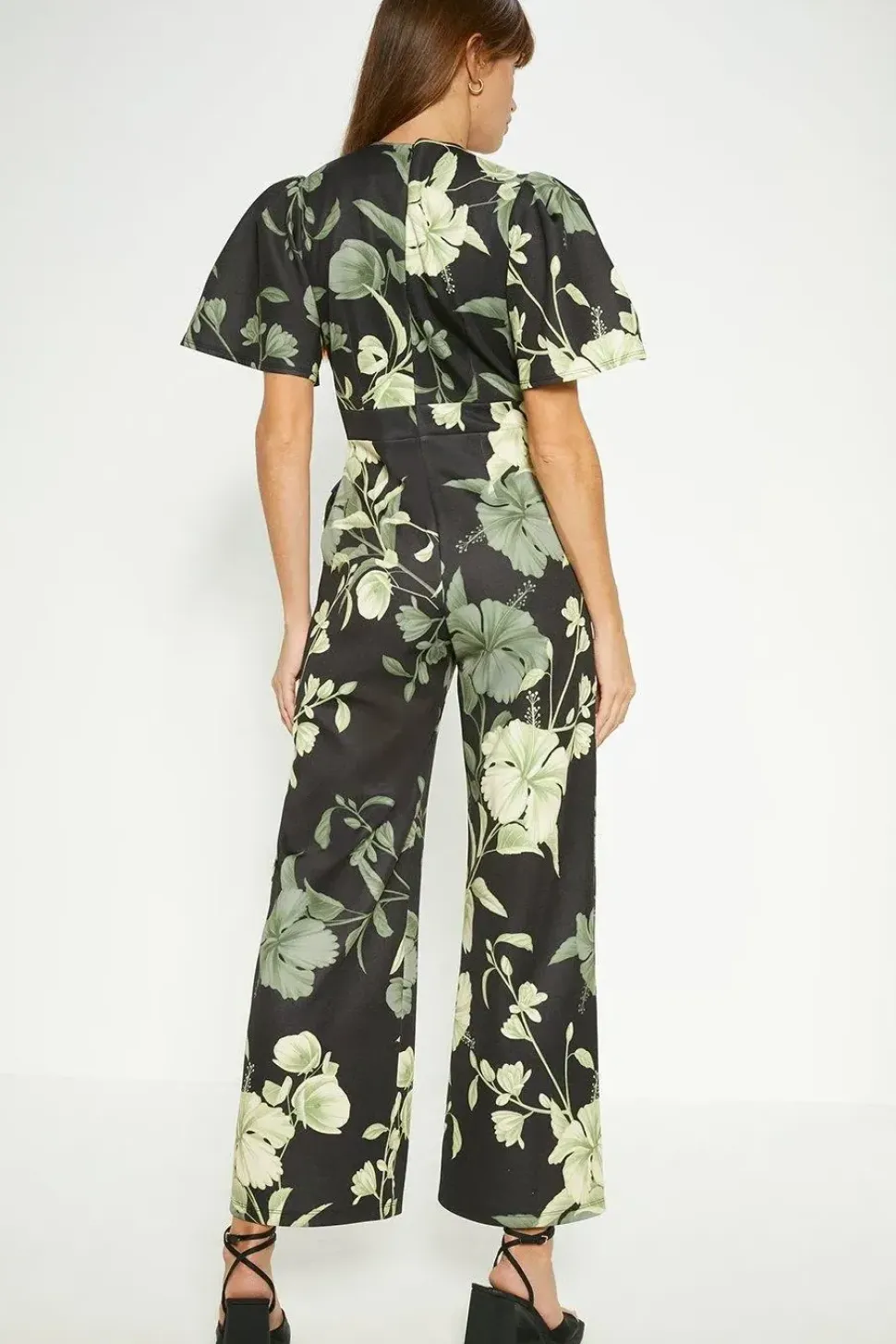 Floral Printed Scuba Cut Out Jumpsuit