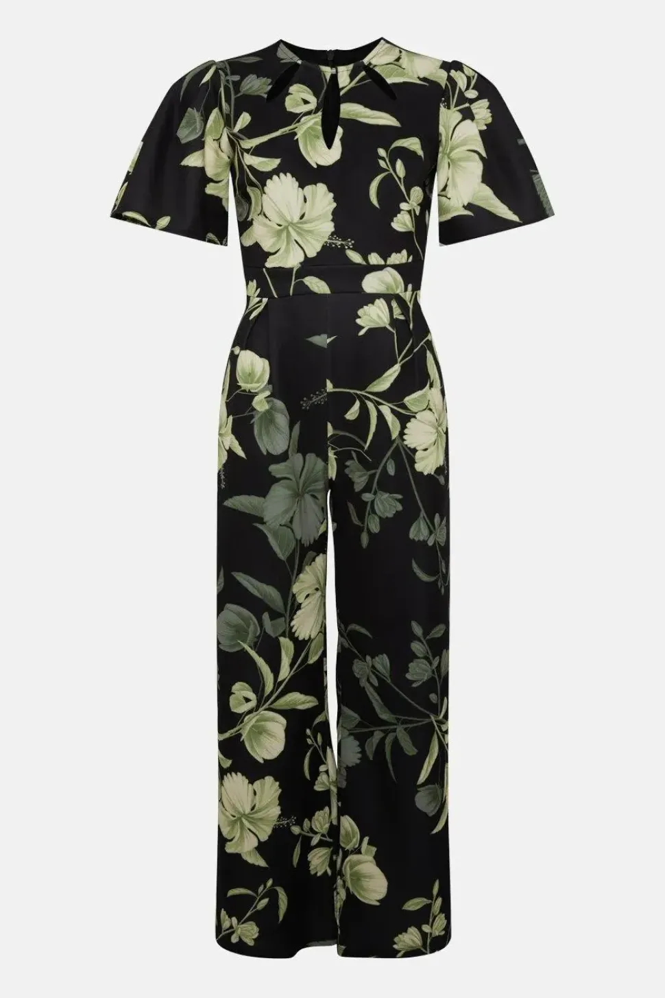 Floral Printed Scuba Cut Out Jumpsuit