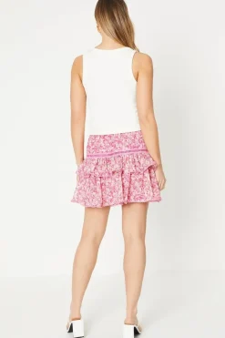 Floral Printed Tiered Mini Skirt