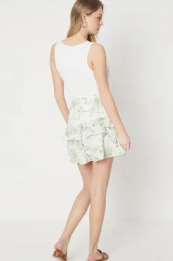 Floral Printed Tiered Mini Skirt
