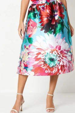 Floral Print Full Midi Skirt