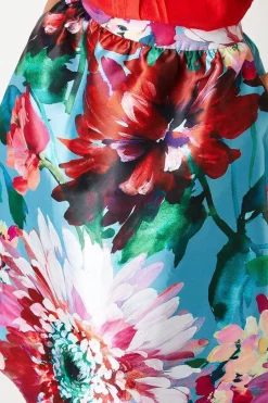 Floral Print Full Midi Skirt