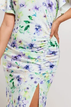Floral Print Gathered Dress