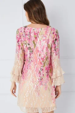 Floral Print Glitter Shift Dress