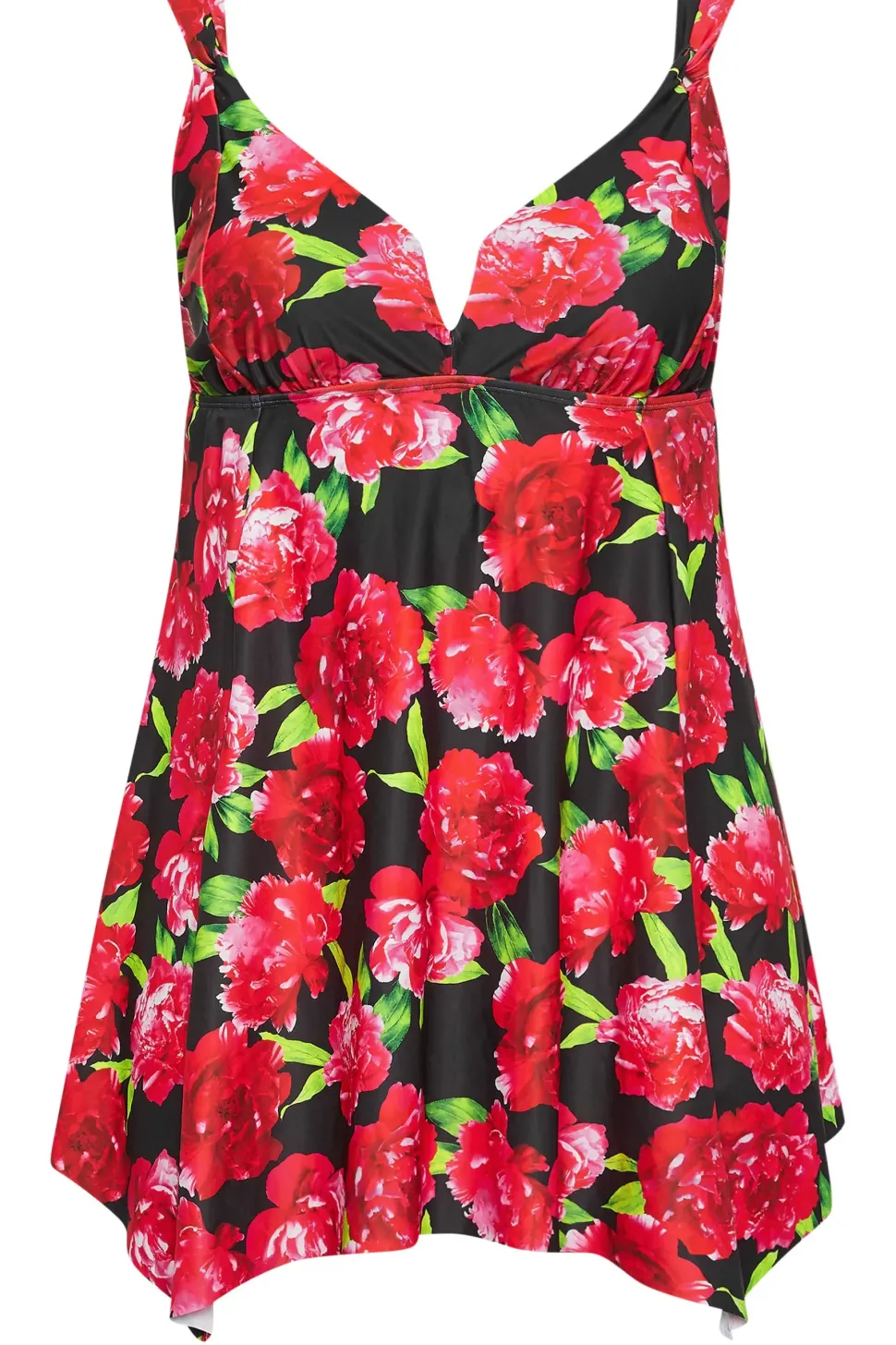 Floral Print Hanky Hem Swim Dress