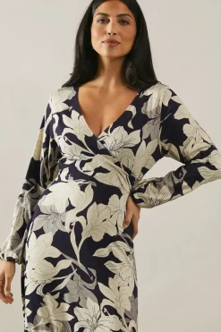 Floral Print Jersey Wrap Dress