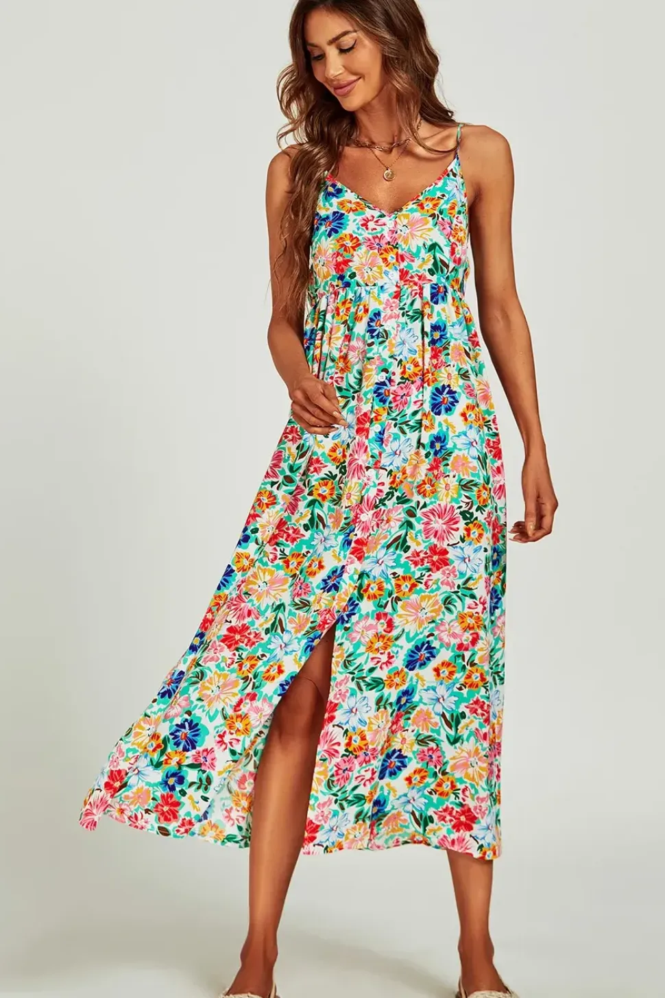 Floral Print Maxi Cami Dress