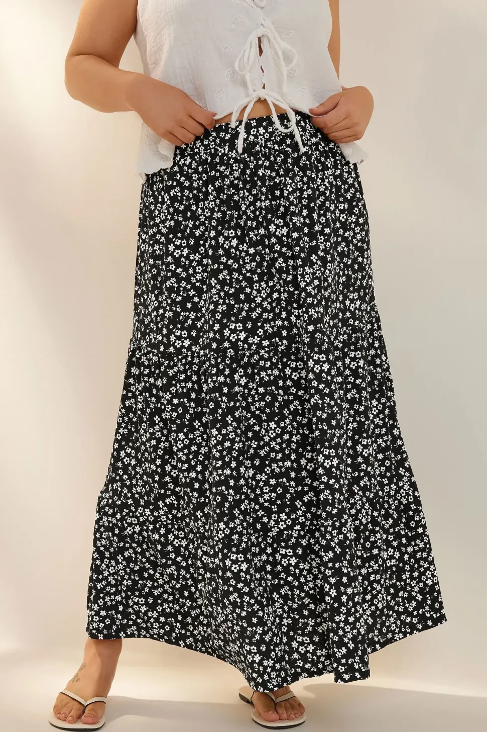 Floral Print Midaxi Skirt